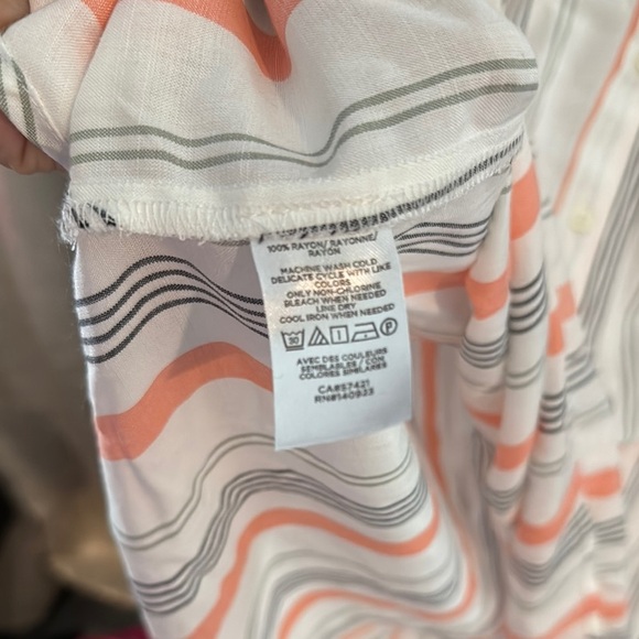 LOFT Pink and Gray Boxy Button Down Shirt - Picture 5 of 6